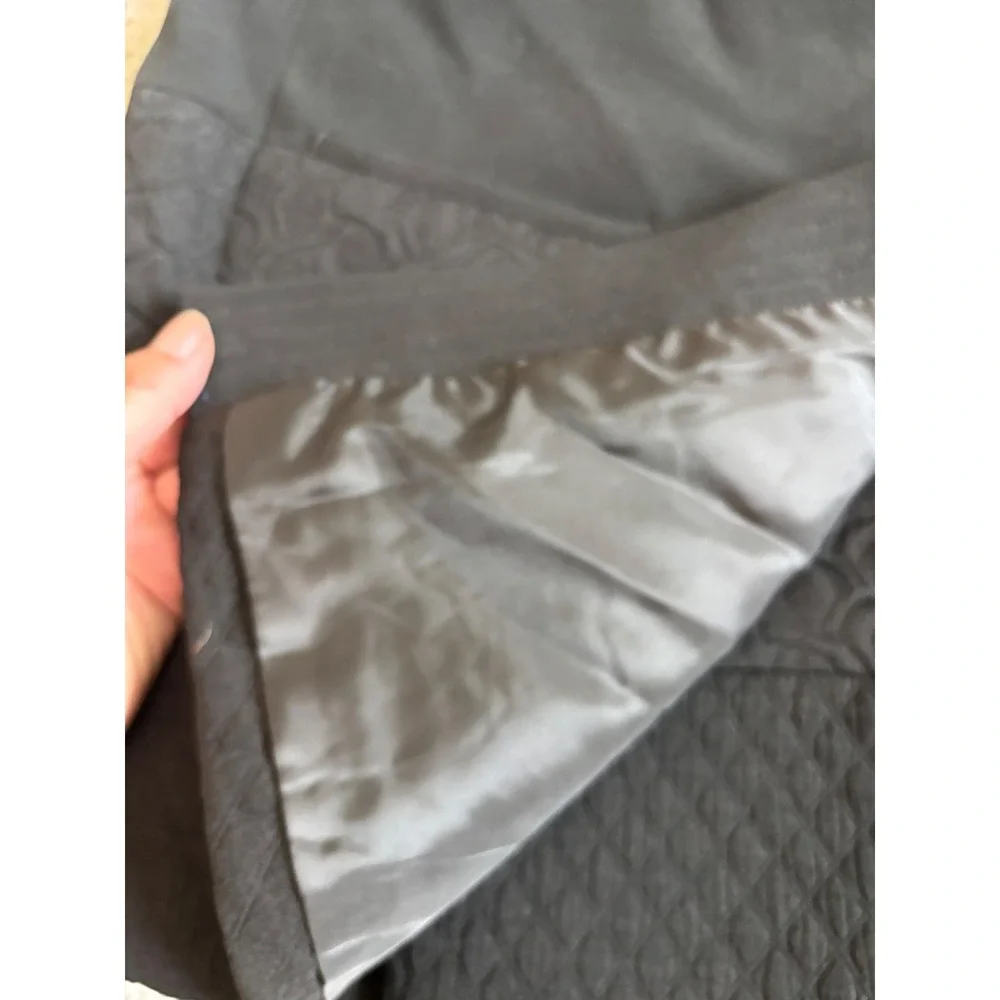 Cabi Mini Skirt XS Black Mixed Media Quilted Wrap Front Button Detail